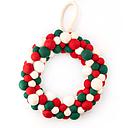 Charity Wreath Large-Felt Green White Red Balls