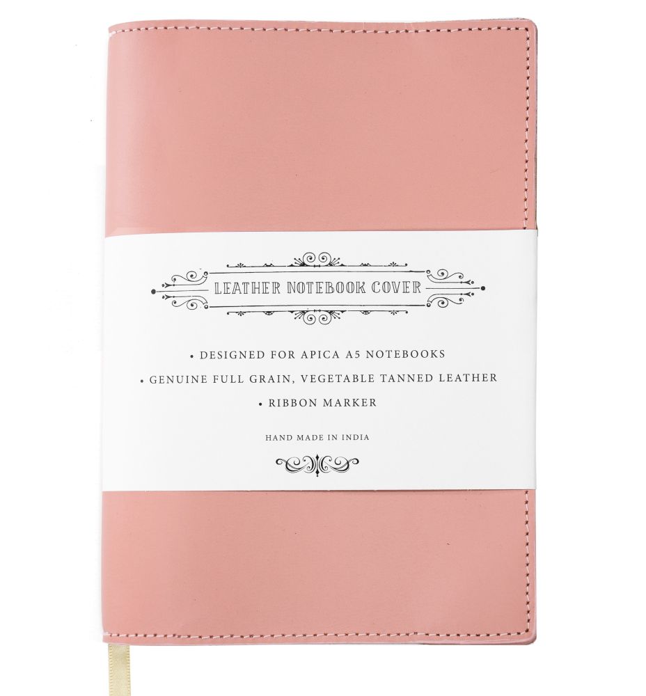 A5 Notebook with Leather Jacket-Dusky Pink