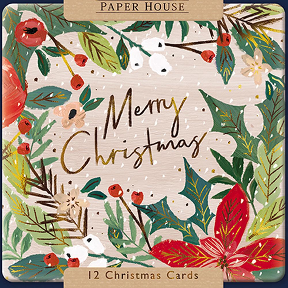 Boxed Card Pack of 12-Christmas Floral