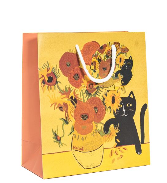 Gift Bag Medium-Van Gogh Sunflower Cat