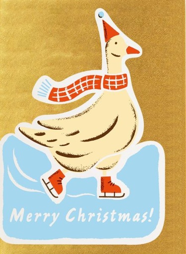 [AV-XC-C004] Cut Out Card-Christmas Skating Goose