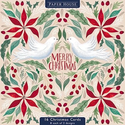 [AL-XCP-PSOP0054] Boxed Card Park of 16 (2 designs)-Christmas Dove