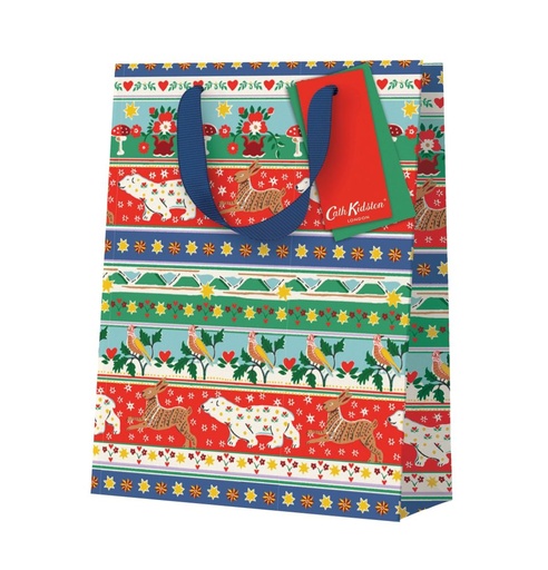[CK-XWBM-13517] Gift Bag Medium-Festive Animal Stripe