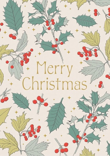 [OD-XC-VA13466] Foil Card-Merry Christmas Holly