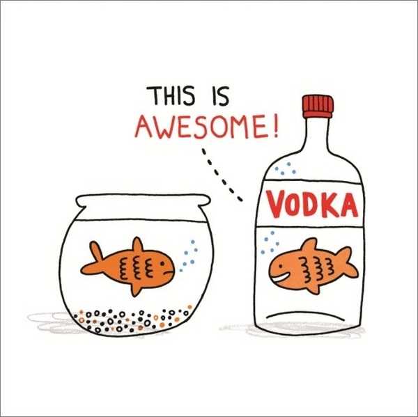 [OD-C-GE0866-SQ] Card-Vodka Goldfish