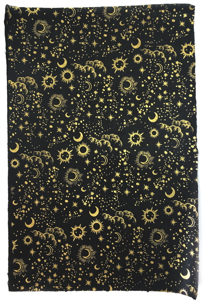 [GI-GSP939-47] Wrap-Sun Moon Stars Gold On Black