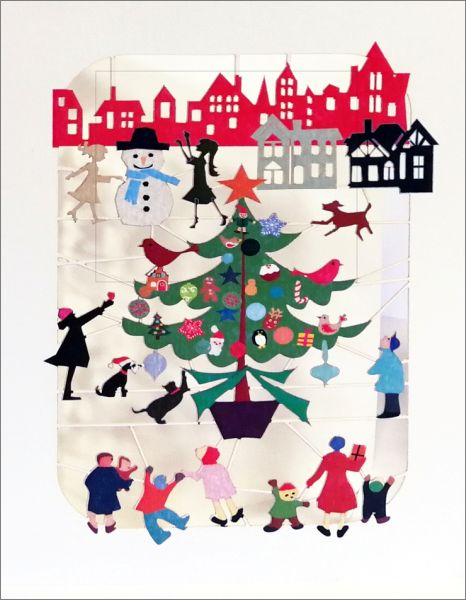 [FO-XC-XP47] Card-Outdoor Tree and Snowman