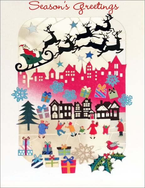 [FO-XC-XP62] Card-Santa Over Rooftops 