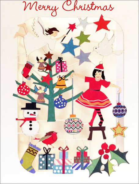 [FO-XC-XP71] Card-Girl Decorating Tree 