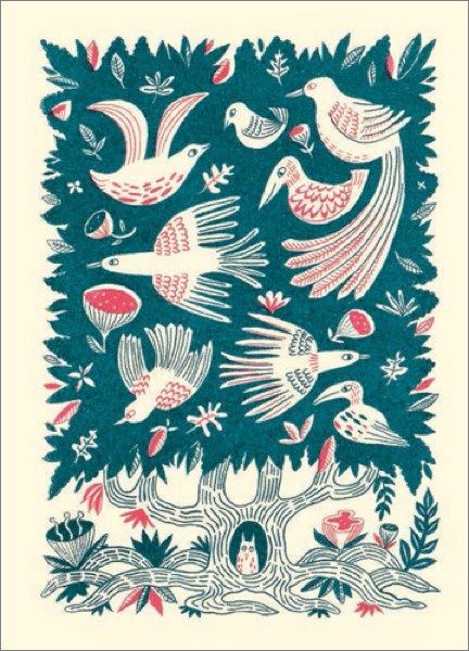 [CD-C-CDP024R] Card-Tree of Birds