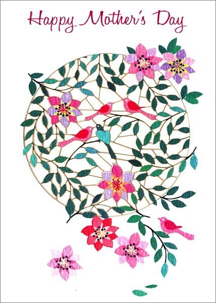 [FO-CMD-PM871] Mother's Day Card-Birds and Flowers