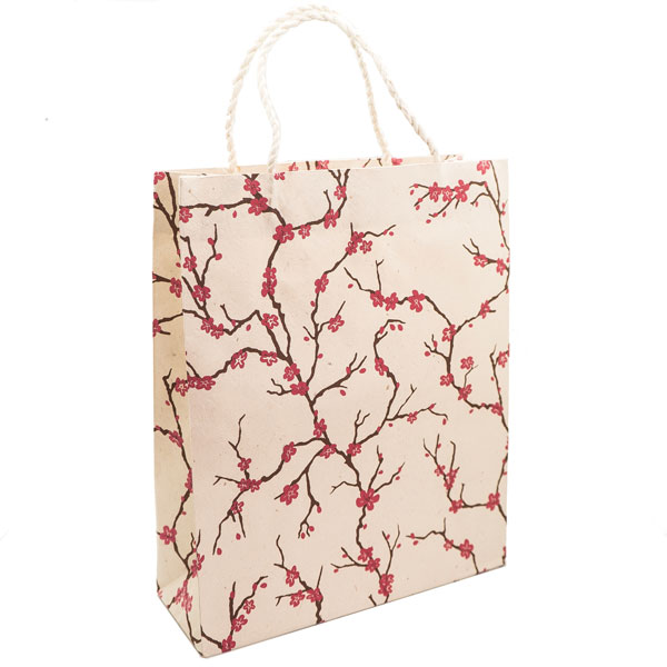 [GI-WBL-GSP216-01] Gift Bag Large-Peach Magenta/Choco On Natural