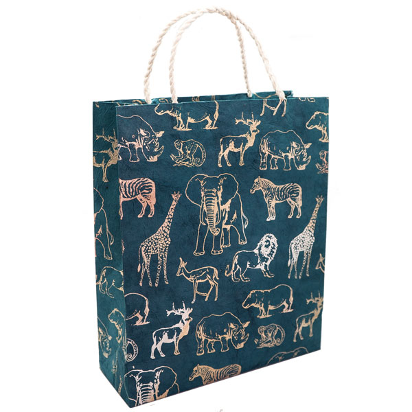 [GI-WBL-GSP501-93] Gift Bag Large-Safari Metallic On Watermelon Green