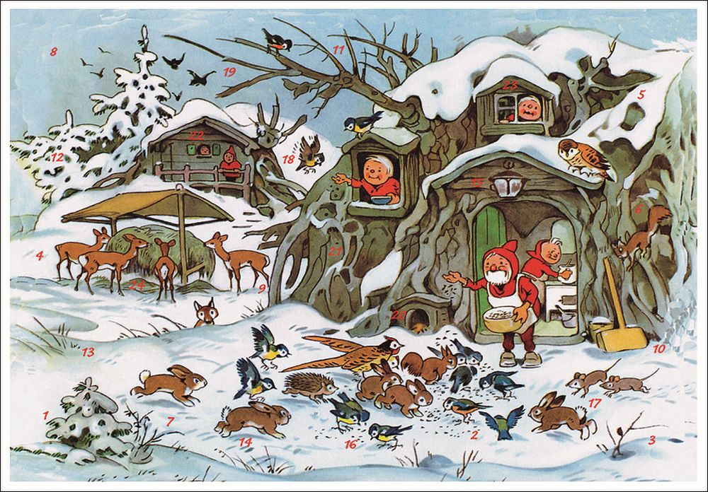 [KV-XCAL-4-10098] Advent Cal-Poster-Feeding of Animals