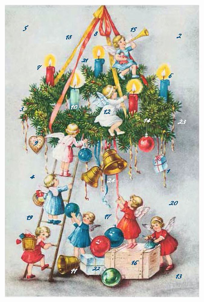 [KV-XCAL-6-12399] Advent Cal-Card-Angels by an Advent Wreath