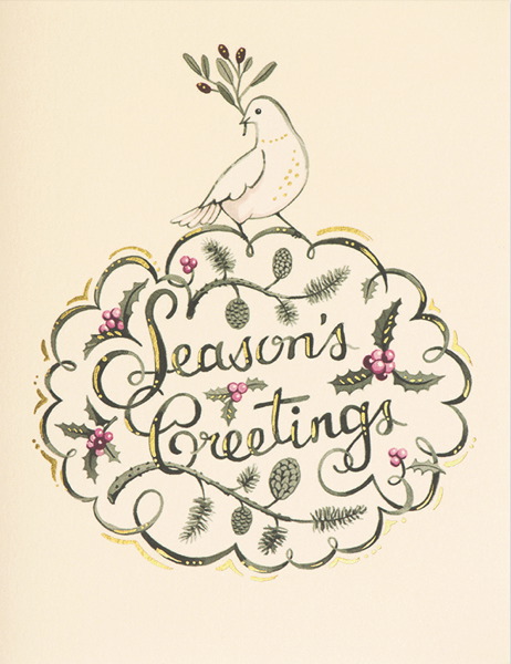 [JJ-XC-021] Foil Card-Dove Season's Greetings