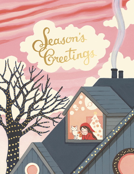 [JJ-XC-111] Foil Card-Window Girl Greetings