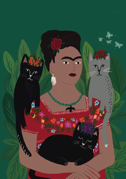 [NG-CC-FK031] Card-Frida and Her Catlo's