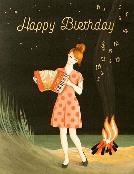 [JJ-C-001] Foil Card-Accordian Player Birthday