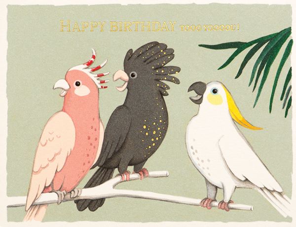 [JJ-C-016] Foil Card-Cockatoo Birthday