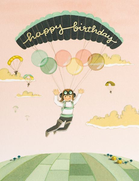 [JJ-C-079] Foil Card-Paraglider Birthday Card