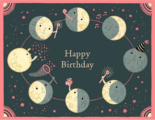[JJ-C-101] Foil Card-Moon Phases Birthday