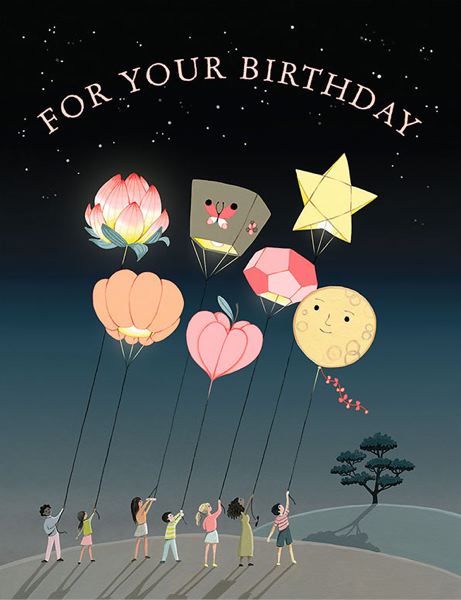 [JJ-C-102] Foil Card-Lanterns Birthday