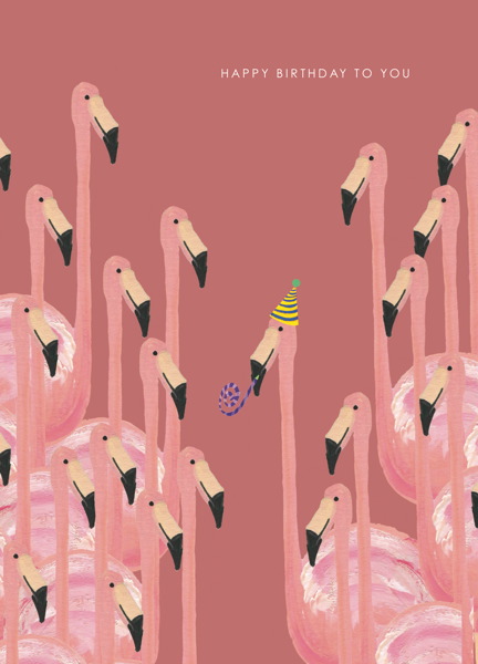 [HC-C-153] Card-Flamingo Birthday