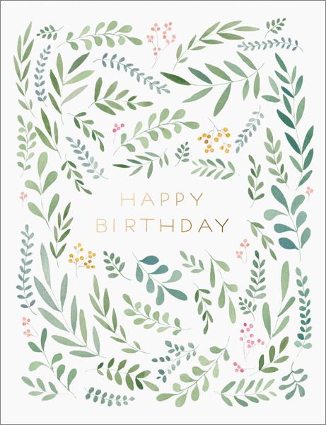 [EF-C-BD0279] Foil Card-Pretty Leaves Birthday