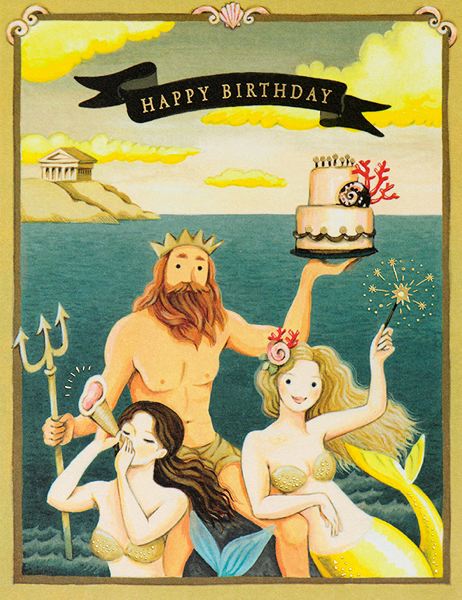 [JJ-C-054] Foil Card-Neptue And Mermaids Birthday