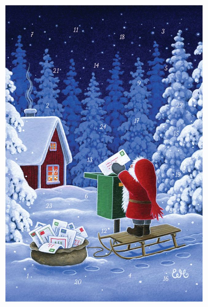 [KV-XCAL-6-12481] Advent Cal-Card-Tomte Posting Letter