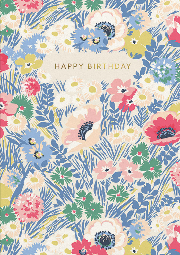 [CK-C-5485] Foil Card-Happy Birthday Meadow Floral
