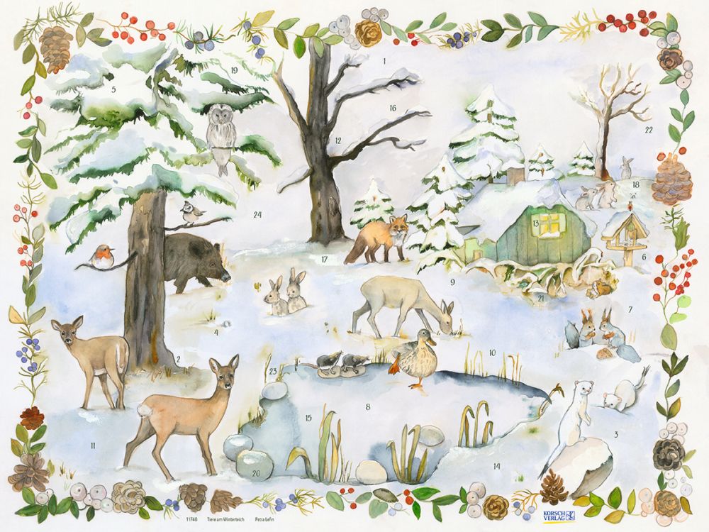 [KV-XCAL-2-11748] Advent Cal-Lge Poster-Animals by the Pond