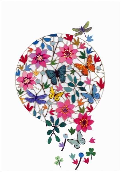 [FO-F007] Laser Cut Card-Butterflies and Flowers