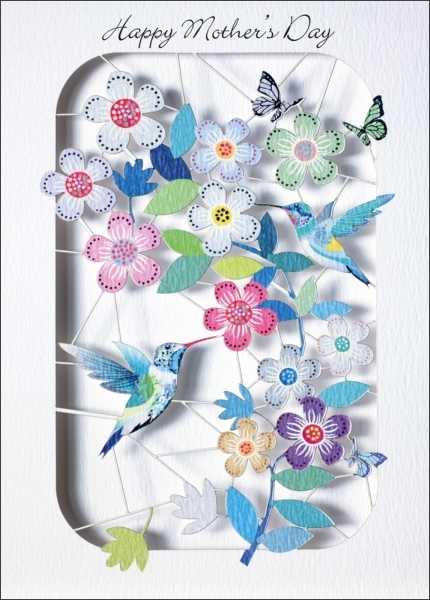 [FO-CMD-PM0283] Mother's Day Card-Humming Bird Flowers