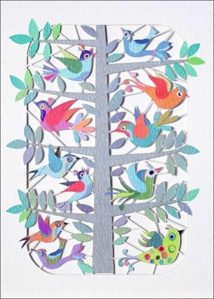 [FO-PM0219] Laser Cut Card-Birds In Branches