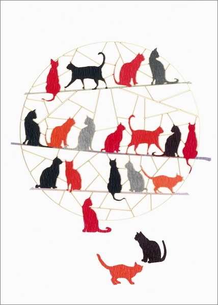 [FO-PM0855] Laser Cut Card-Playful Cats