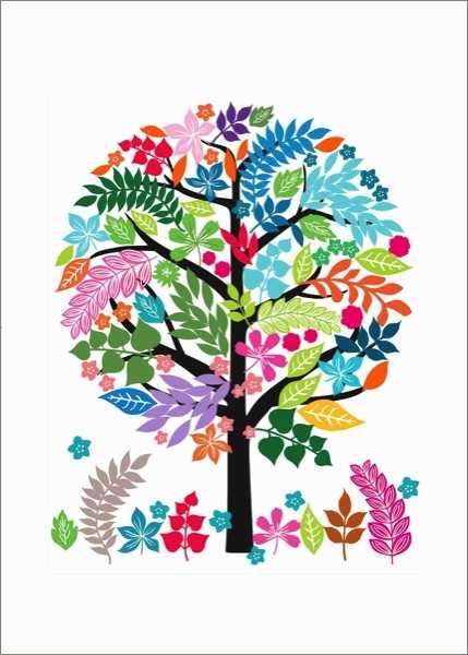 [FO-PM0908] Laser Cut Card-Multicoloured Tree