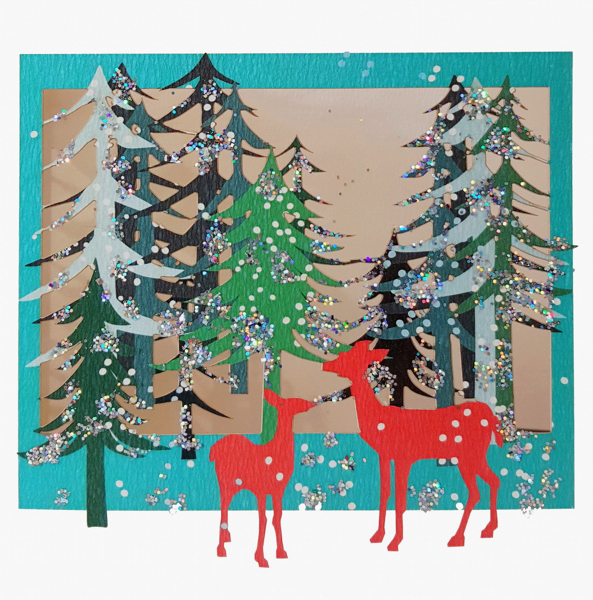 [FO-XC-XPM24G] Card-Forest Deer Glitter