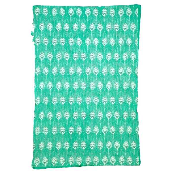 [GI-GSP254-23] Wrap-Peacock Feather Silver On Sea Green