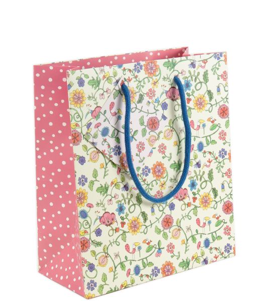 [TW-W-WBM005] Gift Bag Medium-Floral Birds