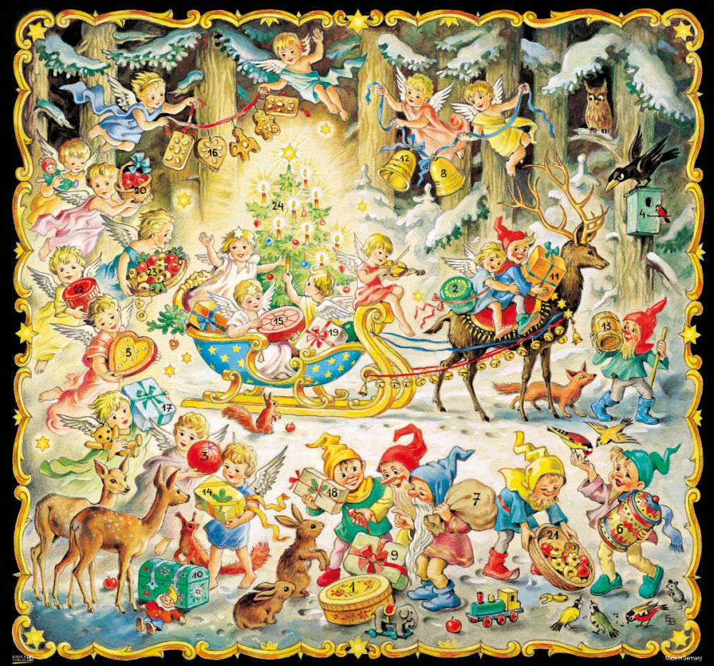 [KV-XCAL-6-10422] Advent Cal-Poster-Deer with Sleigh