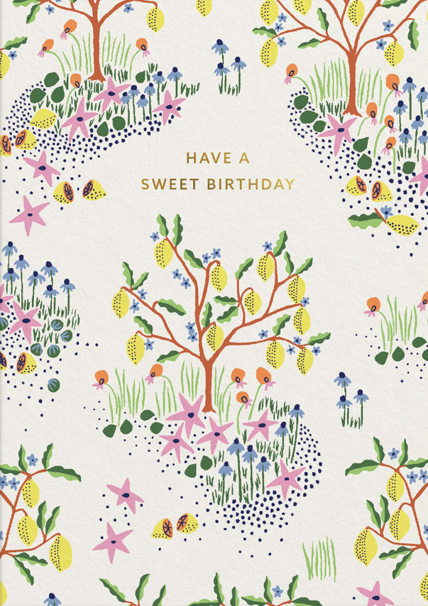 [CK-C-7466] Foil Card-Sweet Birthday Lemon Trees