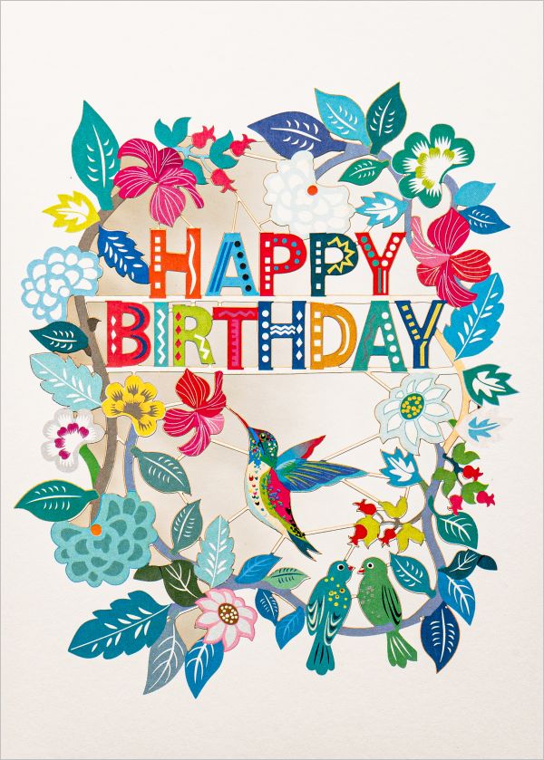 [FO-OS123] Laser Cut Card-Birthday Flowers