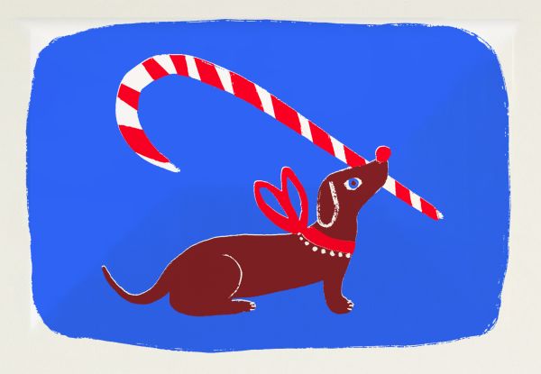 [AV-XMC-XP116] Mini Card-Candy Cane Dog