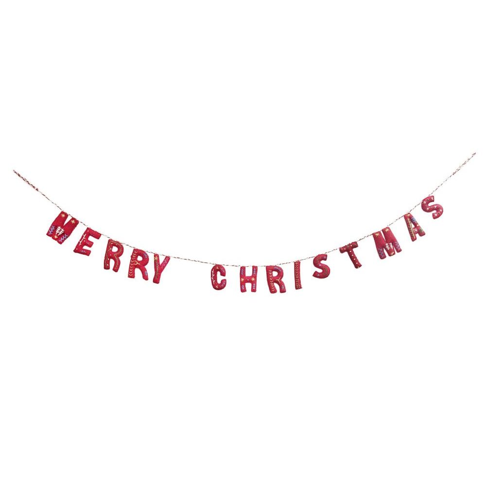 [GI-XD-MBMC001] Decoration-Felt Red Embroidered Bunting