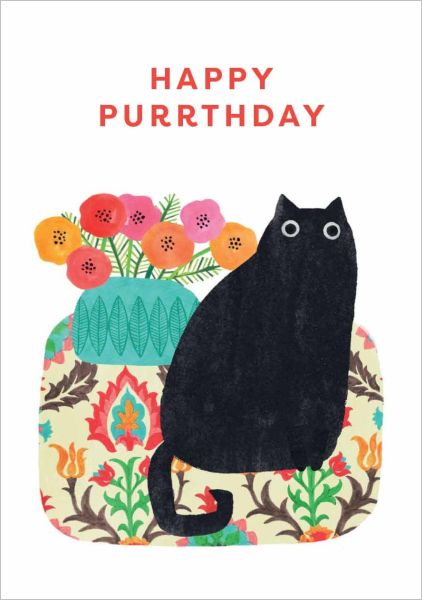 [OD-C-ARZ9453] Card-Happy Purrthday Black Cat