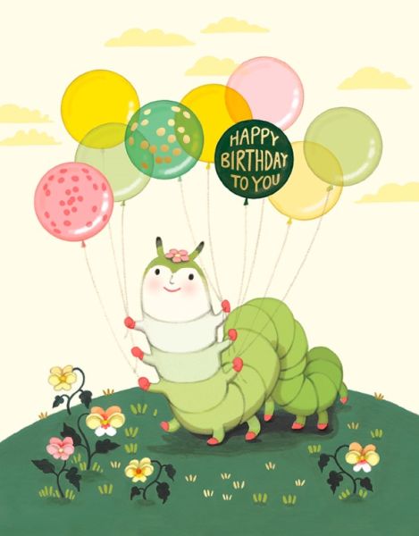 [JJ-C-160] Foil Card-Caterpillar Balloons Birthday