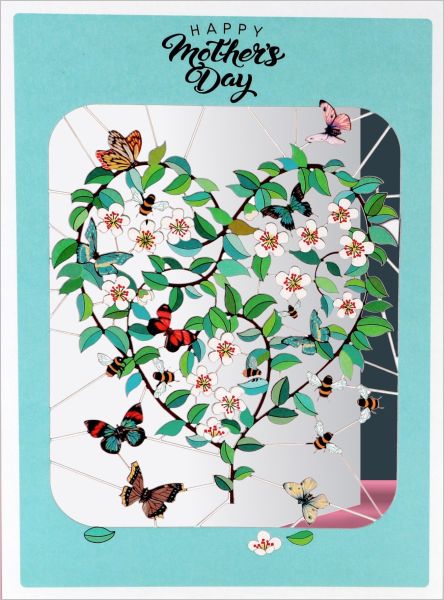 [FO-CMD-PM0303] Laser Cut Card-Blossom Heart Mother's Day