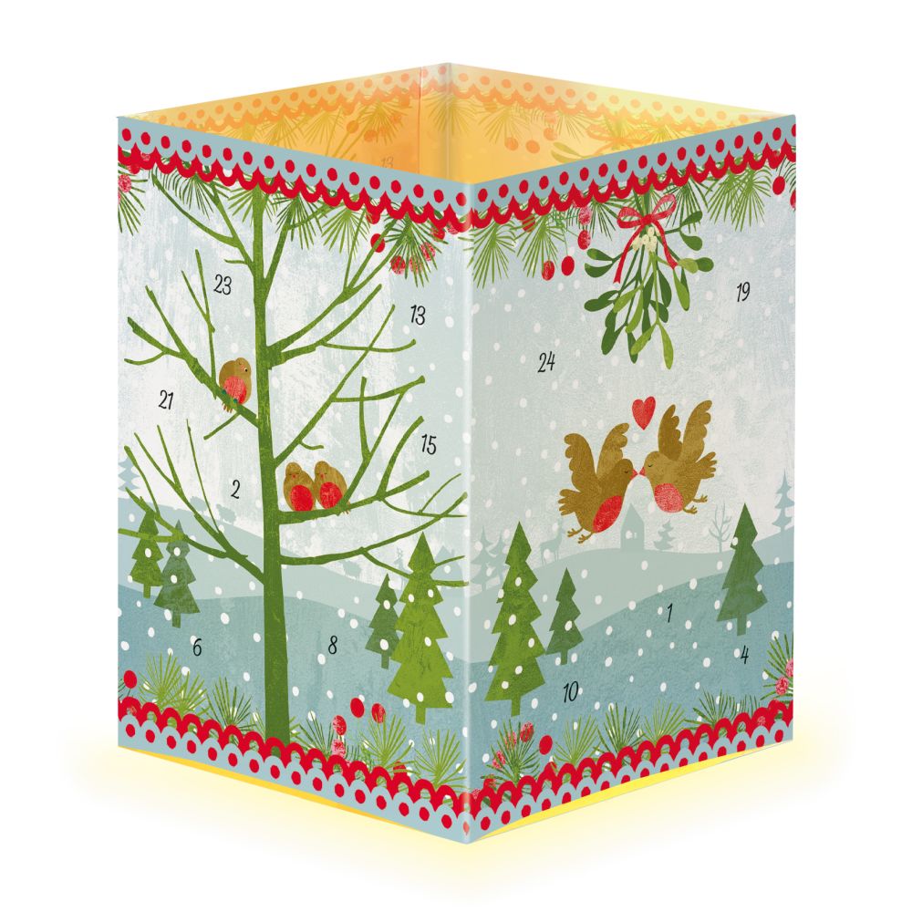 [KV-XCAL-4-12509] Advent Cal-Tealight Card-Robins